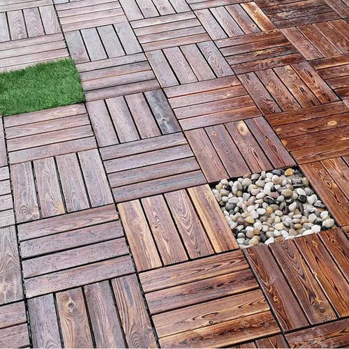 Lot de 10 dalles bois emboitables terrasse exterieure