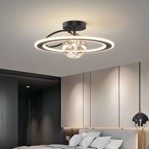 lustre moderne led sandyha avec boule de verre dorée - vue 3 sur 9