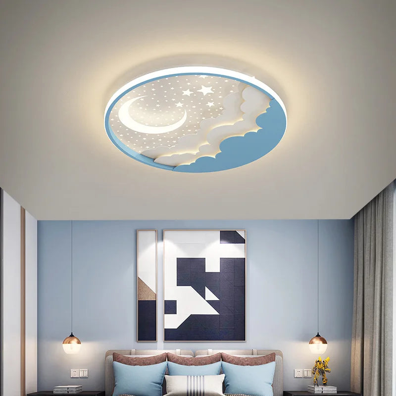 plafonnier led moderne étoile lune pour décoration et lecture - vue 3 sur 12