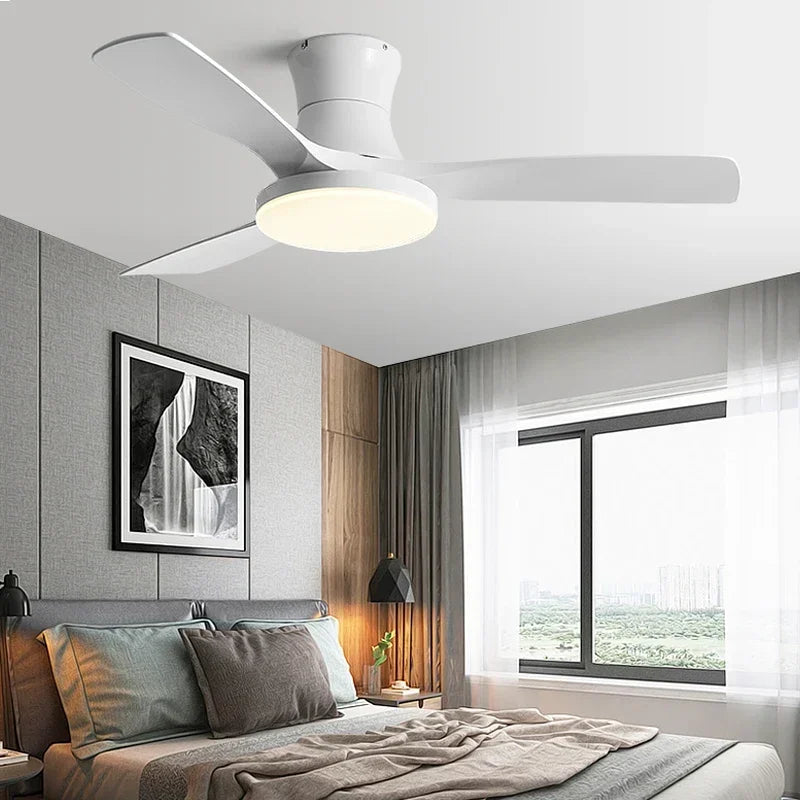 ventilateur de plafond bas avec lumière led et contrôle électrique - vue 3 sur 12