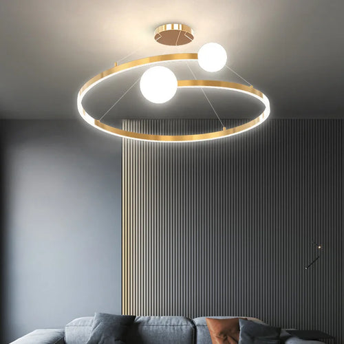 lustre nordique simple anneau led éclairage intérieur décoratif - vue 5 sur 8