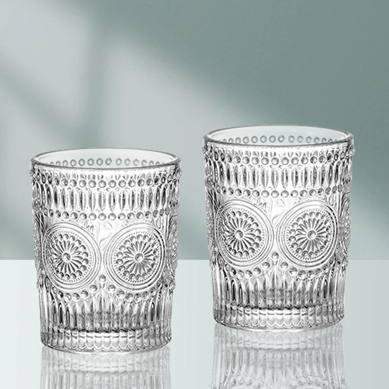 gobelet verre retro relief tournesol style nordique - vue 7 sur 7
