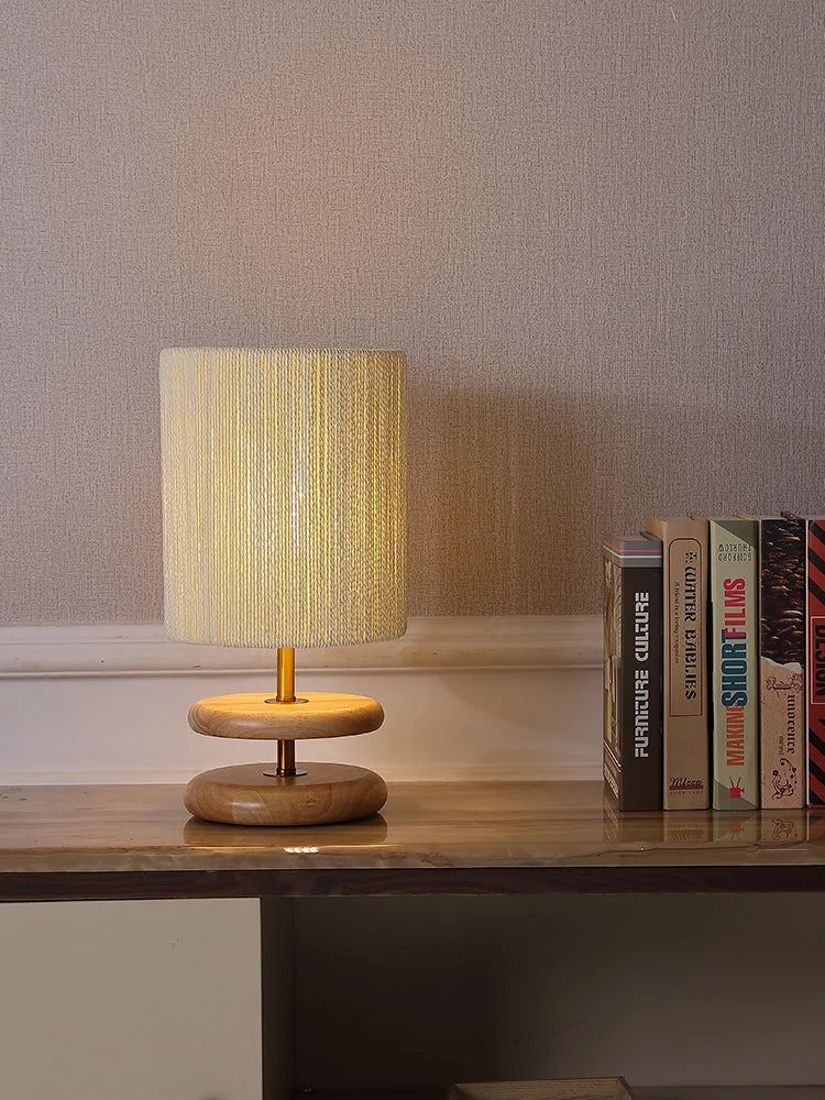 Solid Wood Design Creative Walnut Color Living Room, Study, Bedroom, Bedside, Japanese Style Atmosphere Decoration E27 Desk Lamp - vue 3 sur 10
