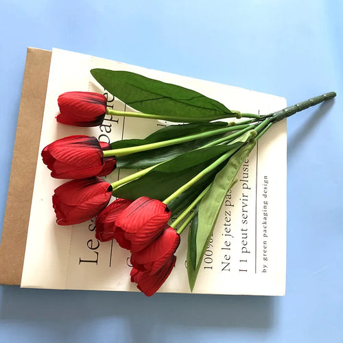 bouquet de tulipes artificielles pour mariage et décoration intérieure - vue 7 sur 11