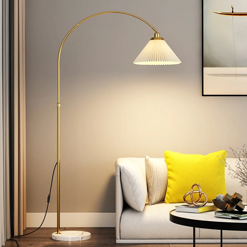 Lampadaire LED moderne Simple Base en marbre métal debout lumière chambre salon décoration coin lampadaire - vue 5 sur 12