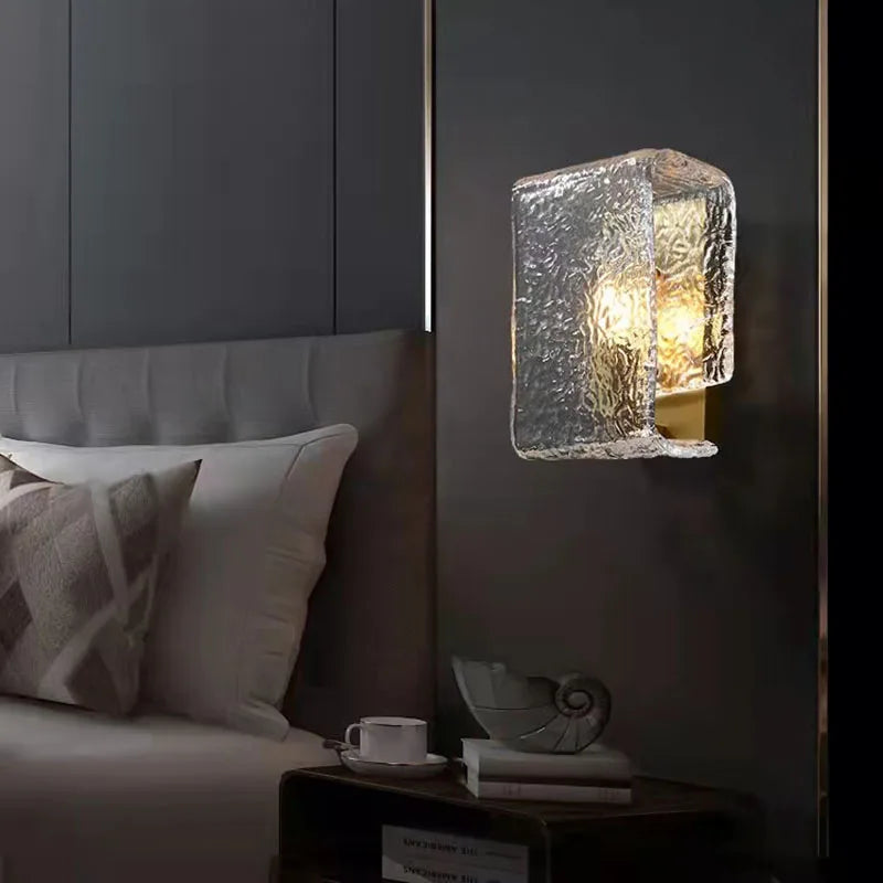 applique murale carrée en verre à motif d'eau pour éclairage intérieur moderne - vue 3 sur 7