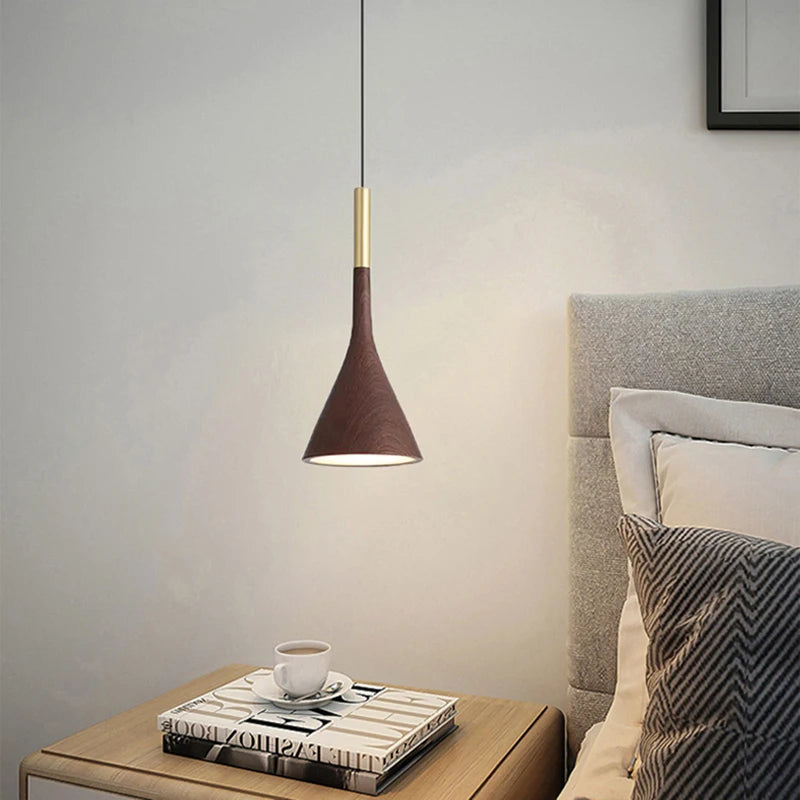 suspension moderne en métal effet bois design réglable - vue 4 sur 8