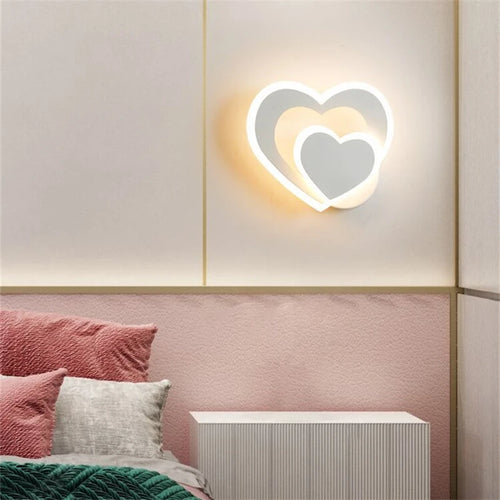 LED heart-shaped wall lamp, simple Nordic love wall lamp, creative bedroom, living room, corridor, background wall, bedside lamp - vue 7 sur 12