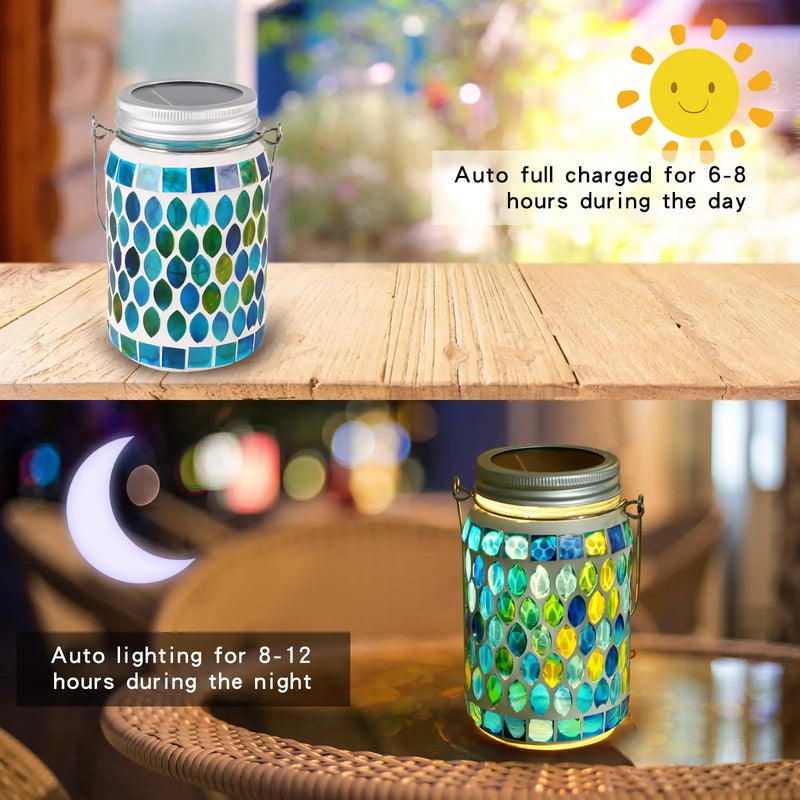 lanternes solaires en mosaïque pour jardin et terrasse