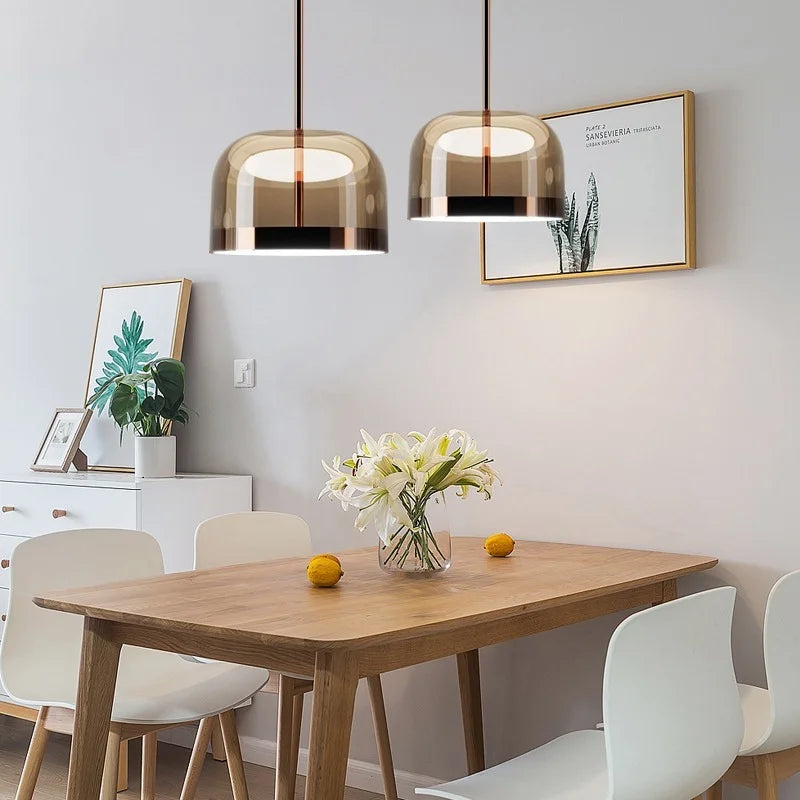 suspension en verre design nordique luminaire moderne à LED - vue 5 sur 9