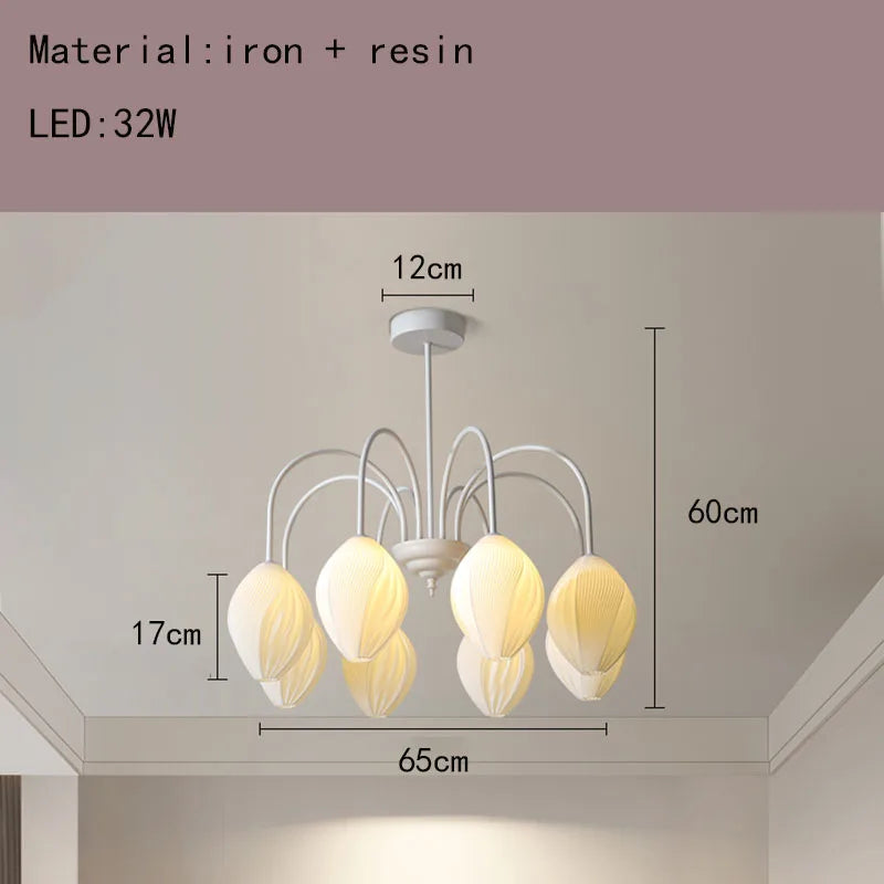 lustre en résine avec abat-jour romantique en métal - vue 8 sur 14