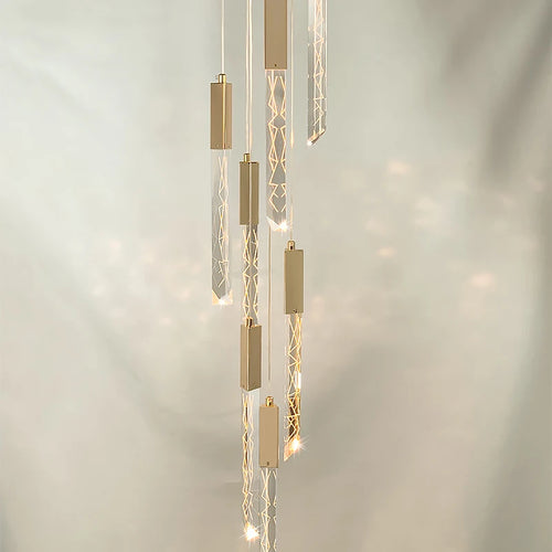 2024 lustre en or lampe d'escalier moderne LED éclairage intérieur en cristal spirale personnaliser design loft lustres luminaire