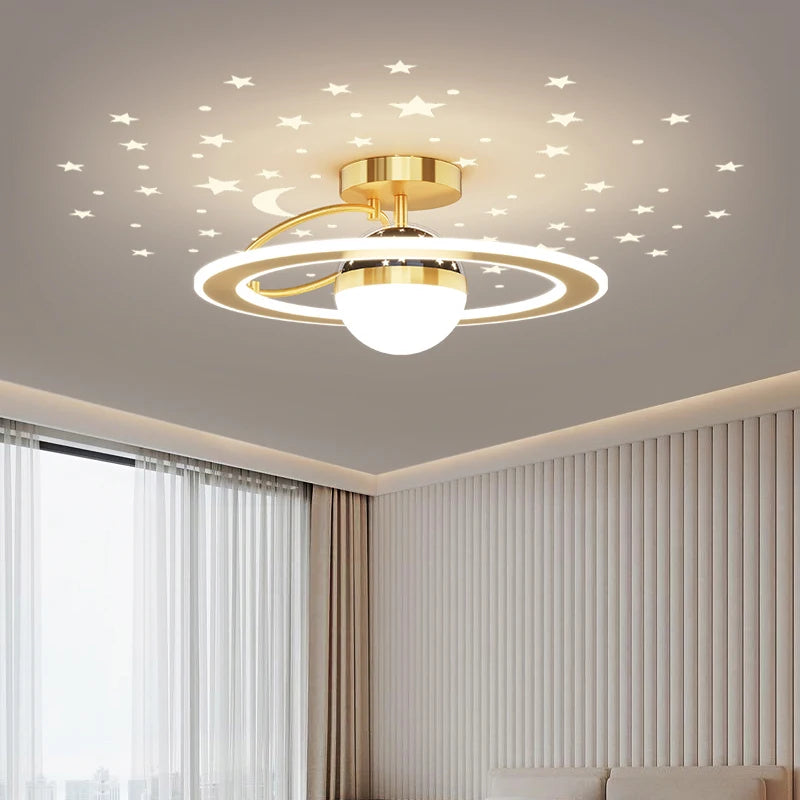 Plafond moderne à LEDs lumières salon chambre Simple personnalité en fer forgé rond maison salle à manger étude lampes d'éclairage intérieur