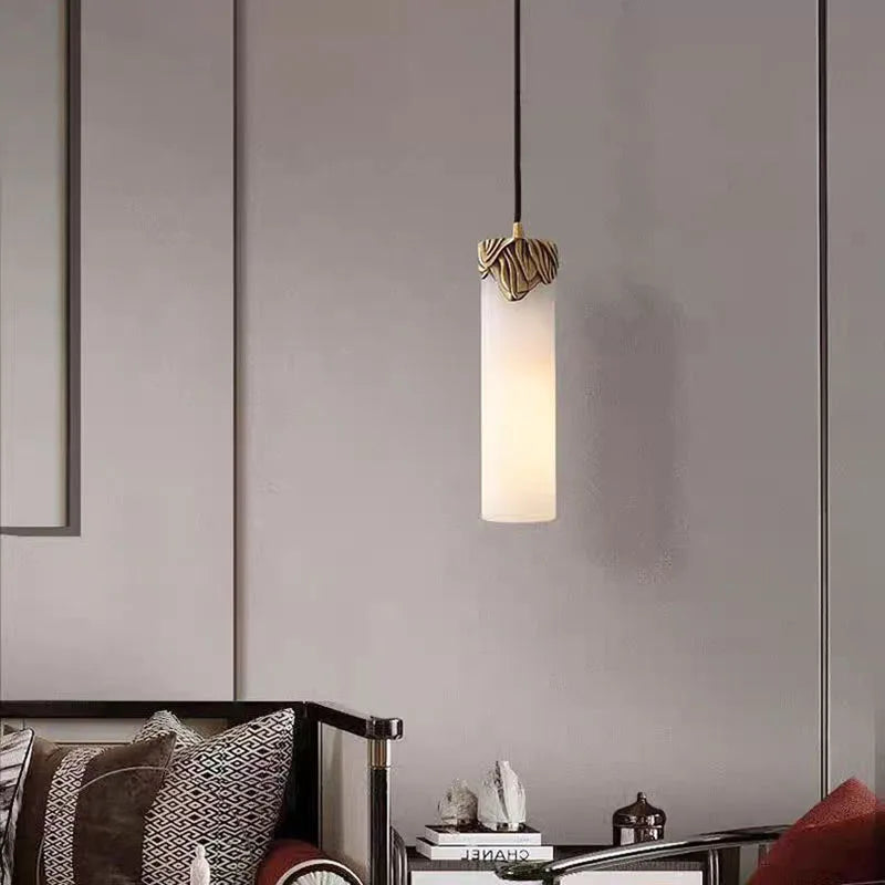 suspension en marbre naturel et cuivre pour intérieur - vue 4 sur 8
