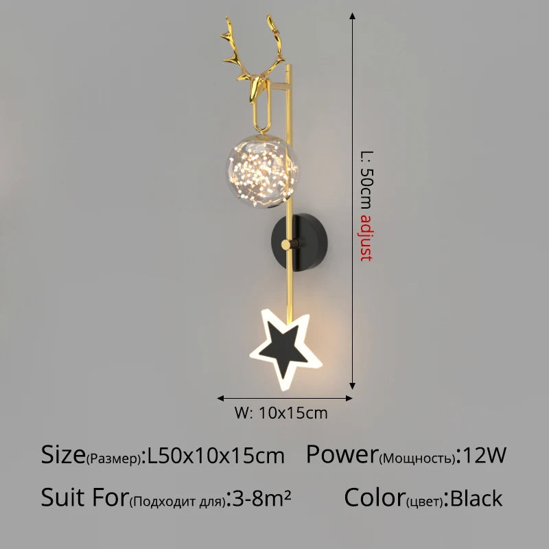 applique murale minimalistes nordiques luxe étoiles lustre chevet