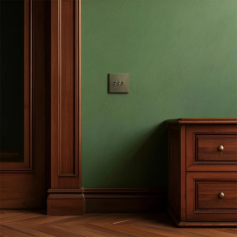 Cache prise plate en acier bronze vieilli bords arrondis