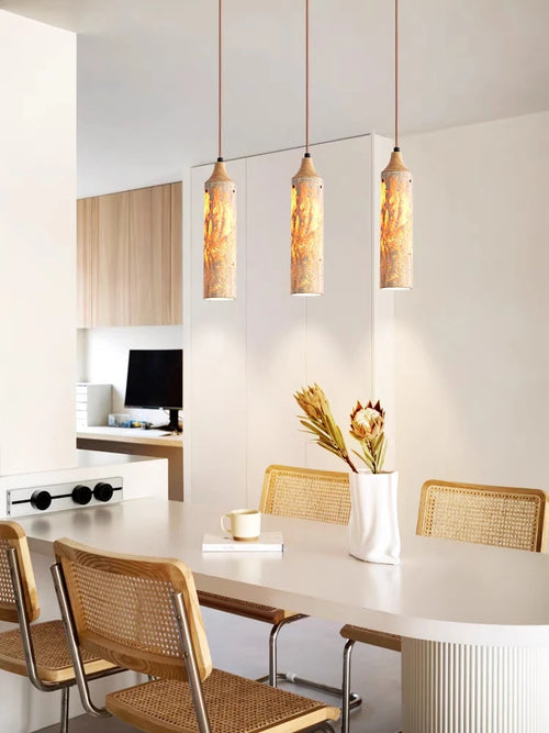 lustre en bois japonais design wabi-sabi pour décoration intérieure - vue 3 sur 11