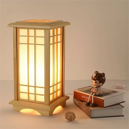 lampadaire japonais en bois massif pour intérieur lumineux