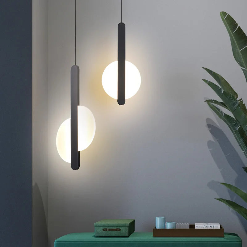 Lustre LED suspendu noir acrylique