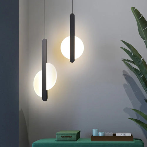 suspension led modernes avec appliques acryliques - vue 3 sur 8