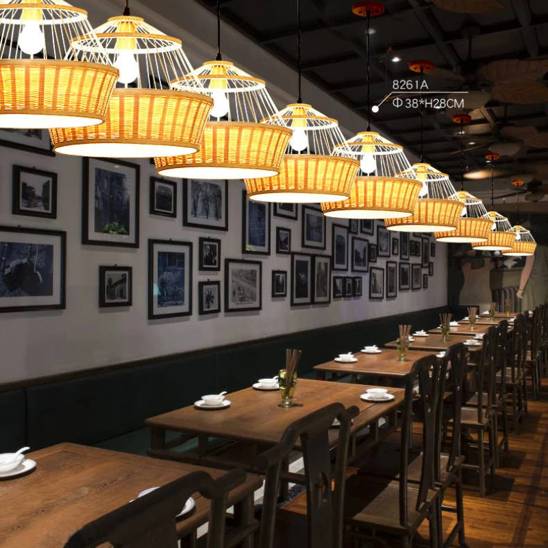 suspension luminaire en bambou pour restaurant hôtel