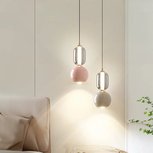 suspension en verre et fer style nordique créatif - vue 4 sur 9