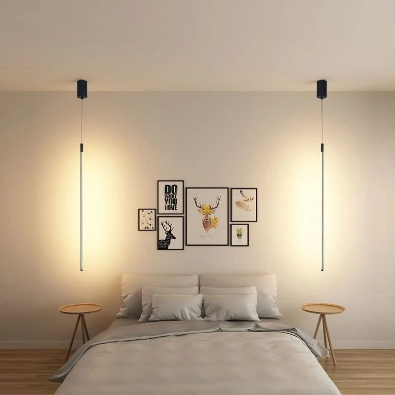 lustre led minimaliste longue bande luminaire suspendu moderne