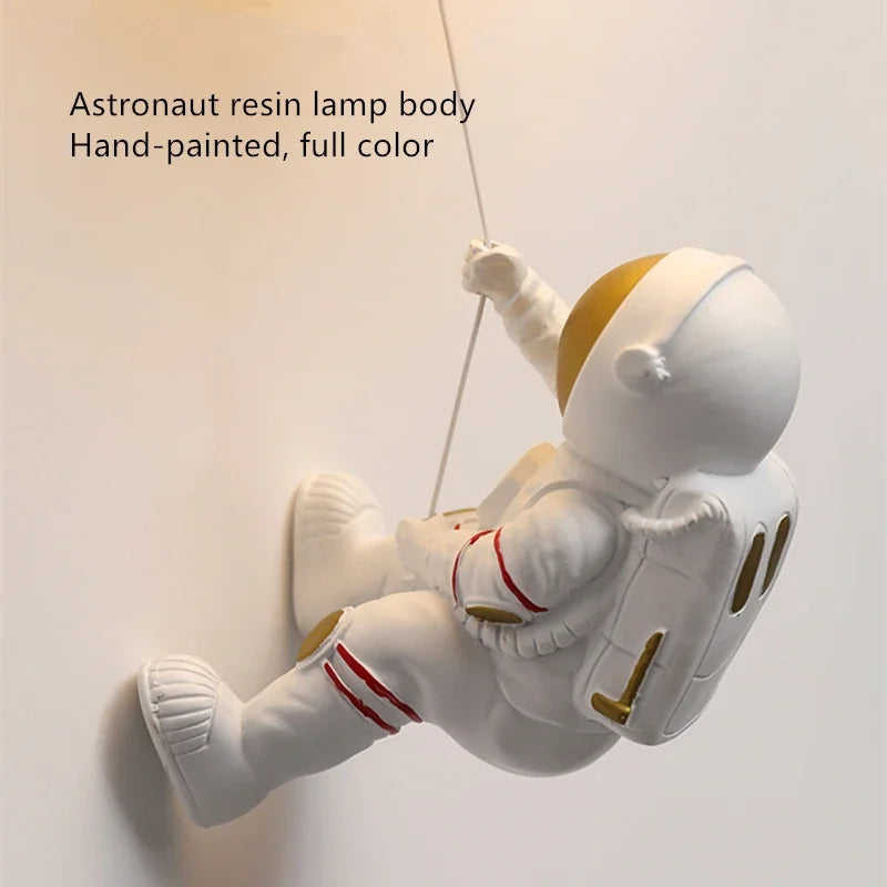 Chambre d'enfants lune applique moderne minimaliste créatif astronaute plein cuivre dessin animé garçon chambre chevet fond applique murale
