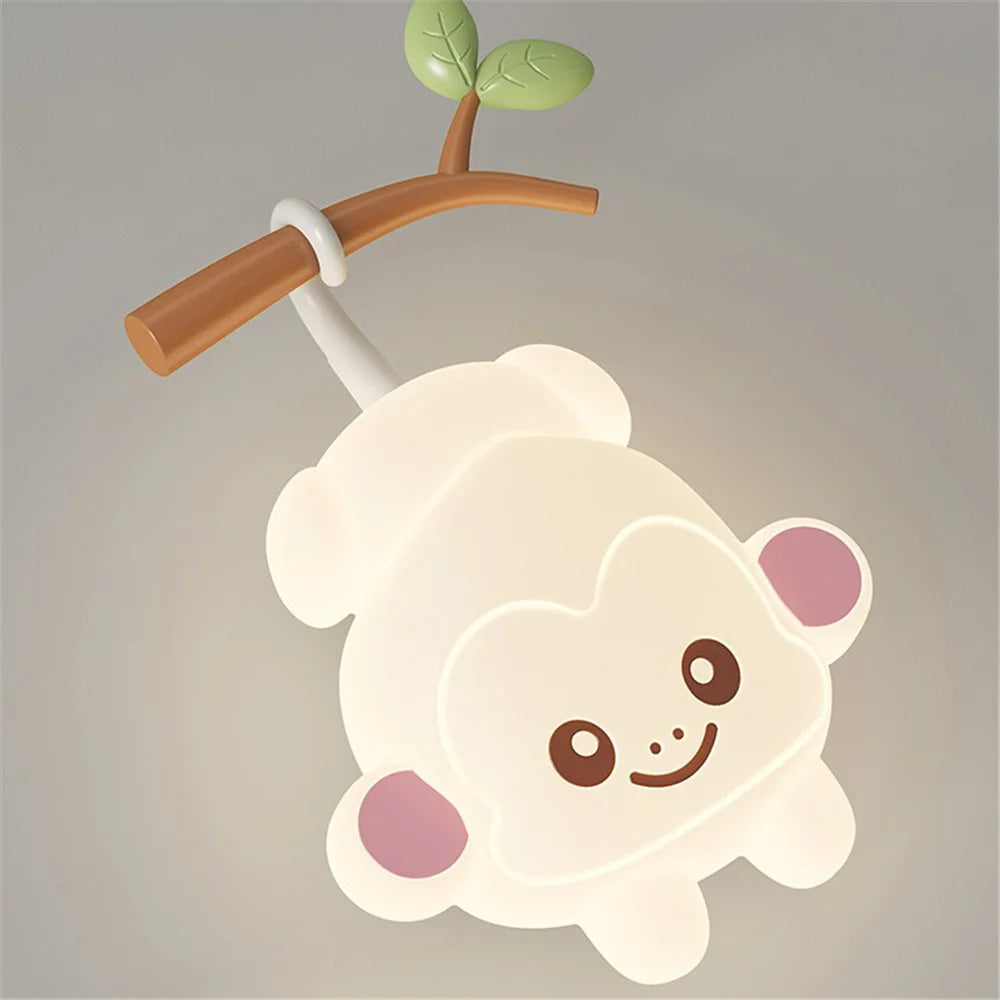 applique murale singe cartoon lumineuse pour chambre d'enfants - vue 6 sur 9