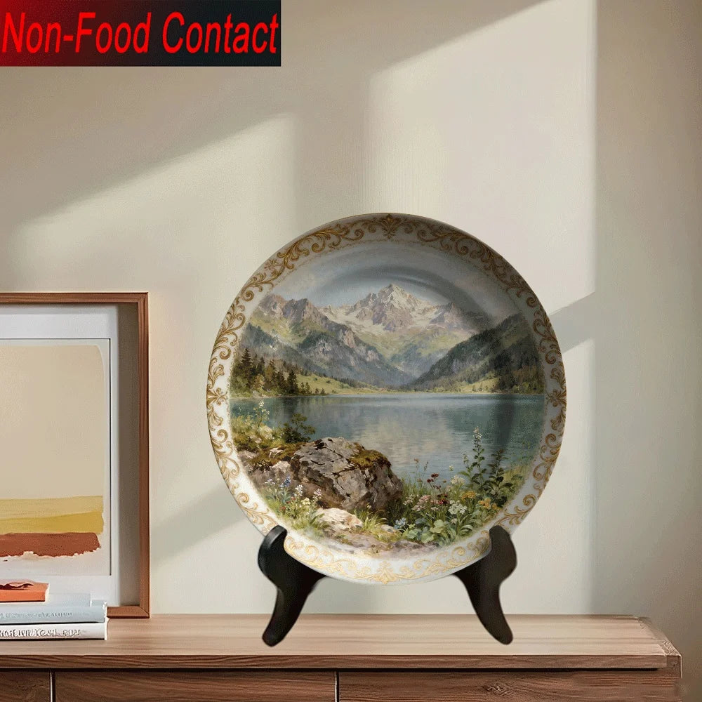 Assiette murale décorative céramique motif paysage élégant - vue 2 sur 5
