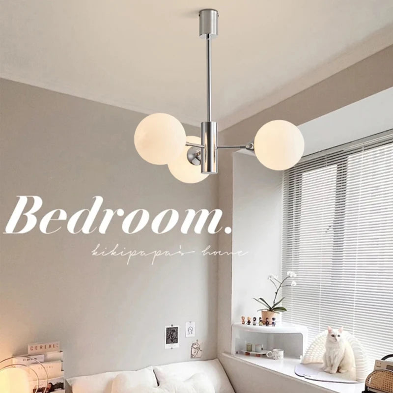 Lustre LED moderne pour chambre à coucher salle à manger lait blanc boule de verre cuisine décor à la maison