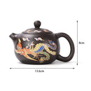 Théière gongfu argile motifs dragons phénix artisanale