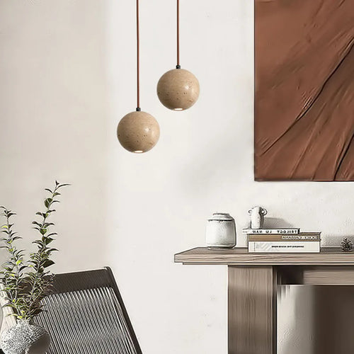 suspension en bois et pierre naturelle pour intérieur décoratif