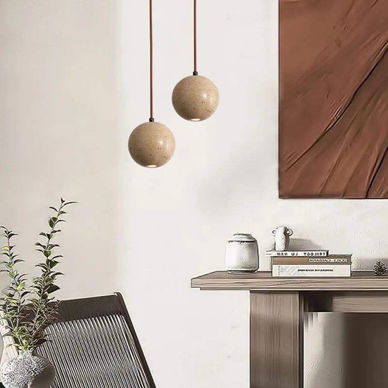 suspension en bois et pierre naturelle pour intérieur décoratif - vue 3 sur 11
