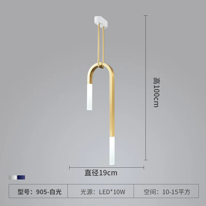lustre led créatif en forme de u pour éclairage moderne - vue 6 sur 10