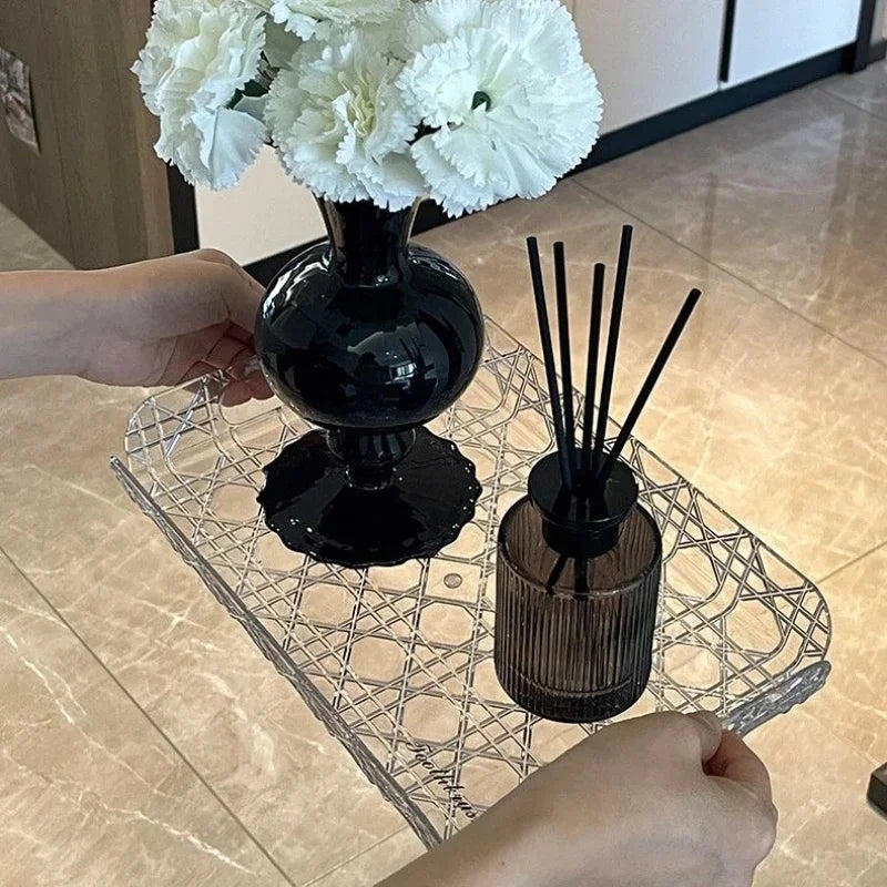 plateau en acrylique luxe pour rangement et décoration