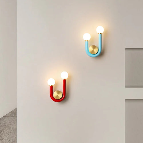 applique murale en métal tube en u décoration artistique éclairage nordique