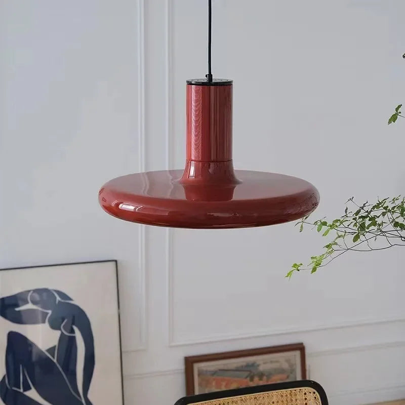 SANDYHA rétro nordique ovni rouge disque volant suspension lampe couleur unie Led chambre salon salle à manger lumière décor à la maison lustre