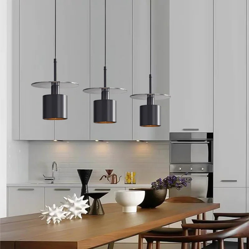 lampe led suspendue en laiton noir avec cordon réglable en cuivre