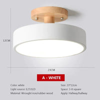 plafonnier bois nordique led macaron rond intérieur balc