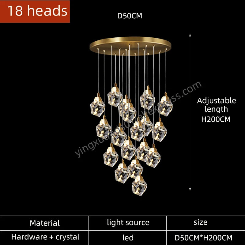 lustre en cristal suspendu pour un éclairage élégant et moderne - vue 11 sur 14