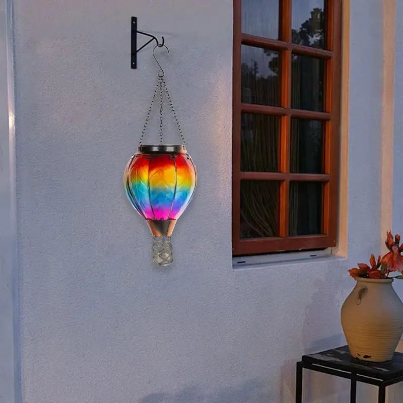 lampe solaire montgolfière led extérieure avec flamme vacillante - vue 8 sur 7