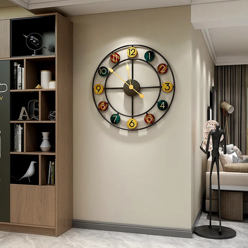 horloge murale ronde européenne de luxe créative et légère - vue 6 sur 7