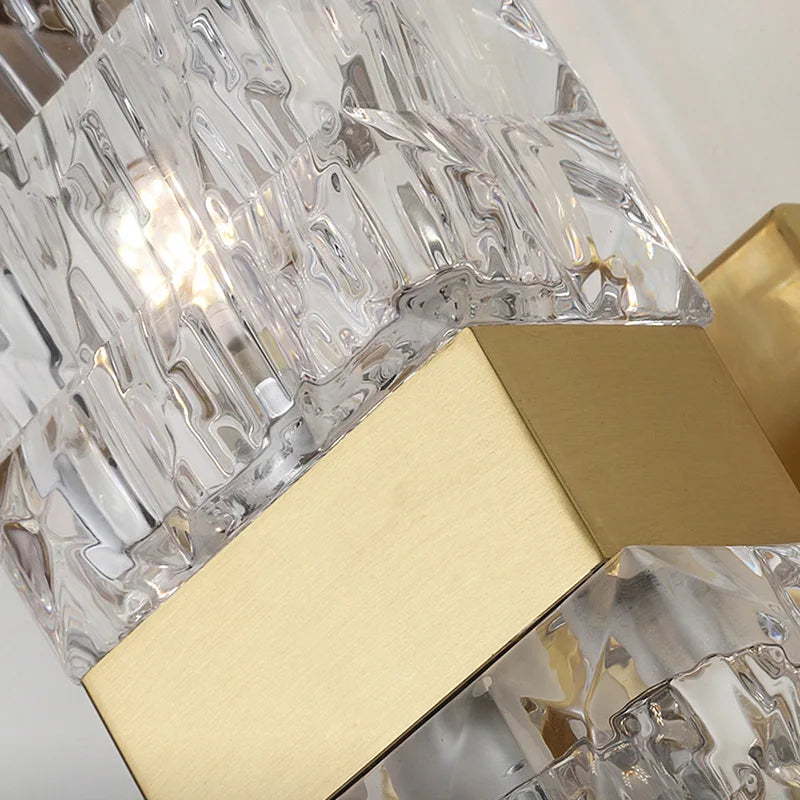 applique murale moderne en cristal clair avec acier inoxydable doré - vue 5 sur 7