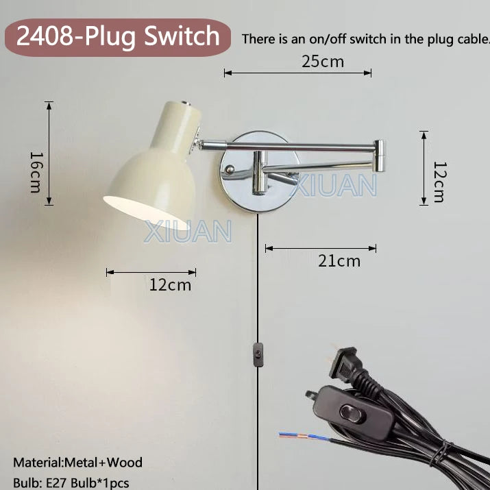 applique murale moderne bras pivotant led en tissu plissé métal - vue 19 sur 23