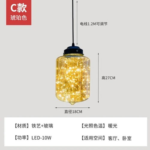 lustre nordique étoilé en verre pour décoration moderne - vue 17 sur 24