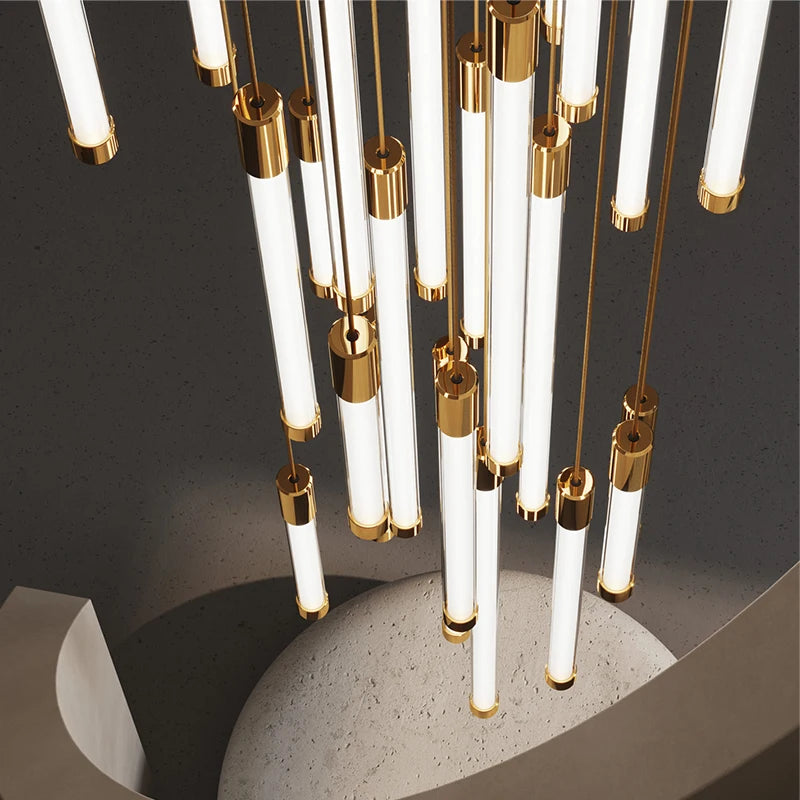 Modern luxury staircase LED pendant lights, duplex living room and attic lighting, restaurant decoration, hanging pendant lights - vue 6 sur 15