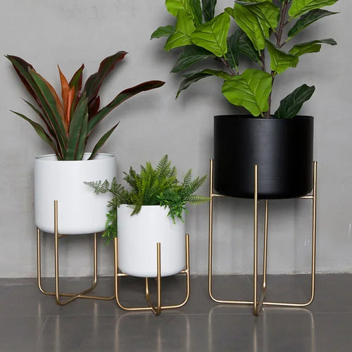 support à fleurs doré amovible et autonome pour plantes élégantes - vue 2 sur 12