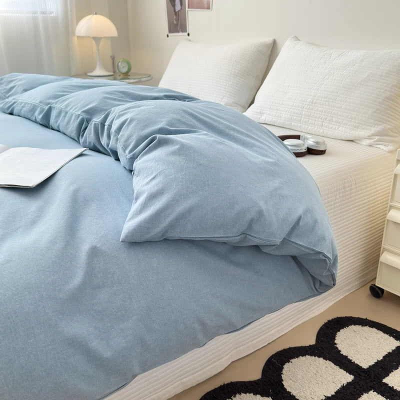 housse de couette en coton unie avec fermeture éclair