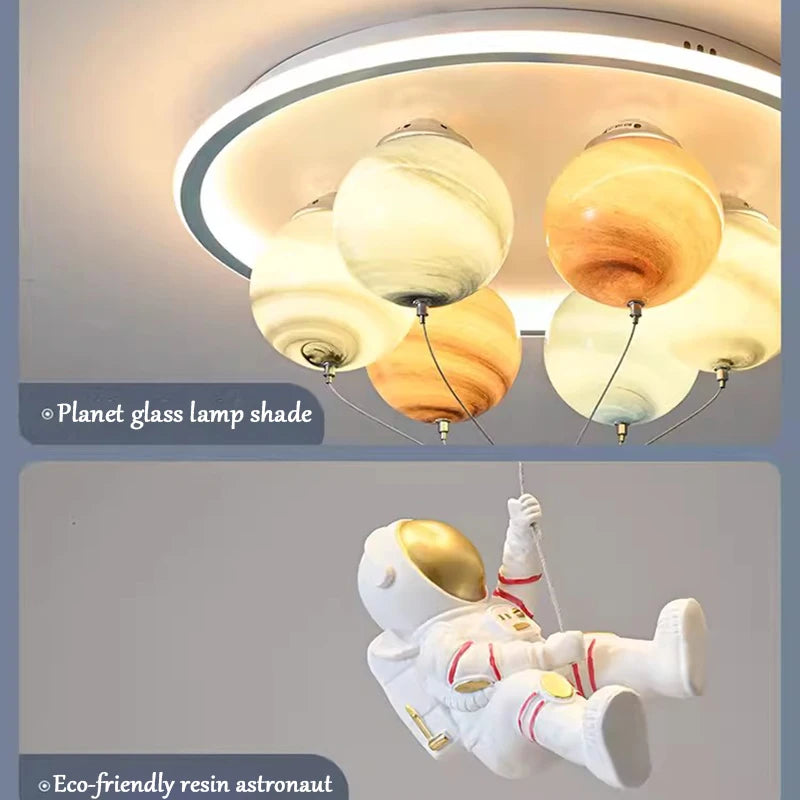 SANDYHA astronaute plafond moderne à LEDs lumière créative planète lampe pour chambre d'enfants salle à manger étude maternelle éclairage